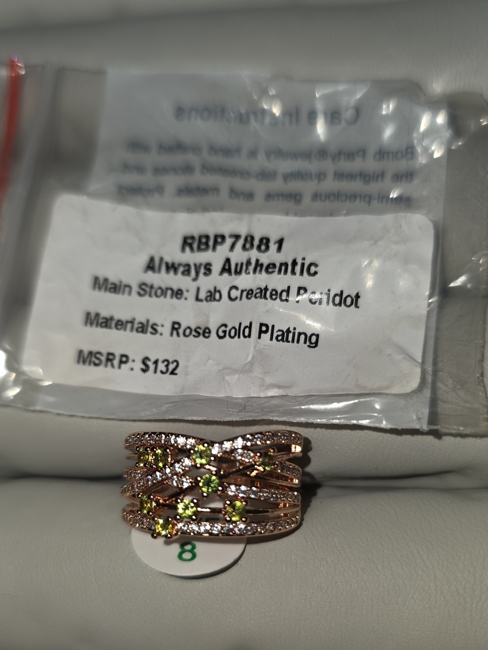 Rose Gold Plated Multi-Row Peridot Ring - Always Authentic